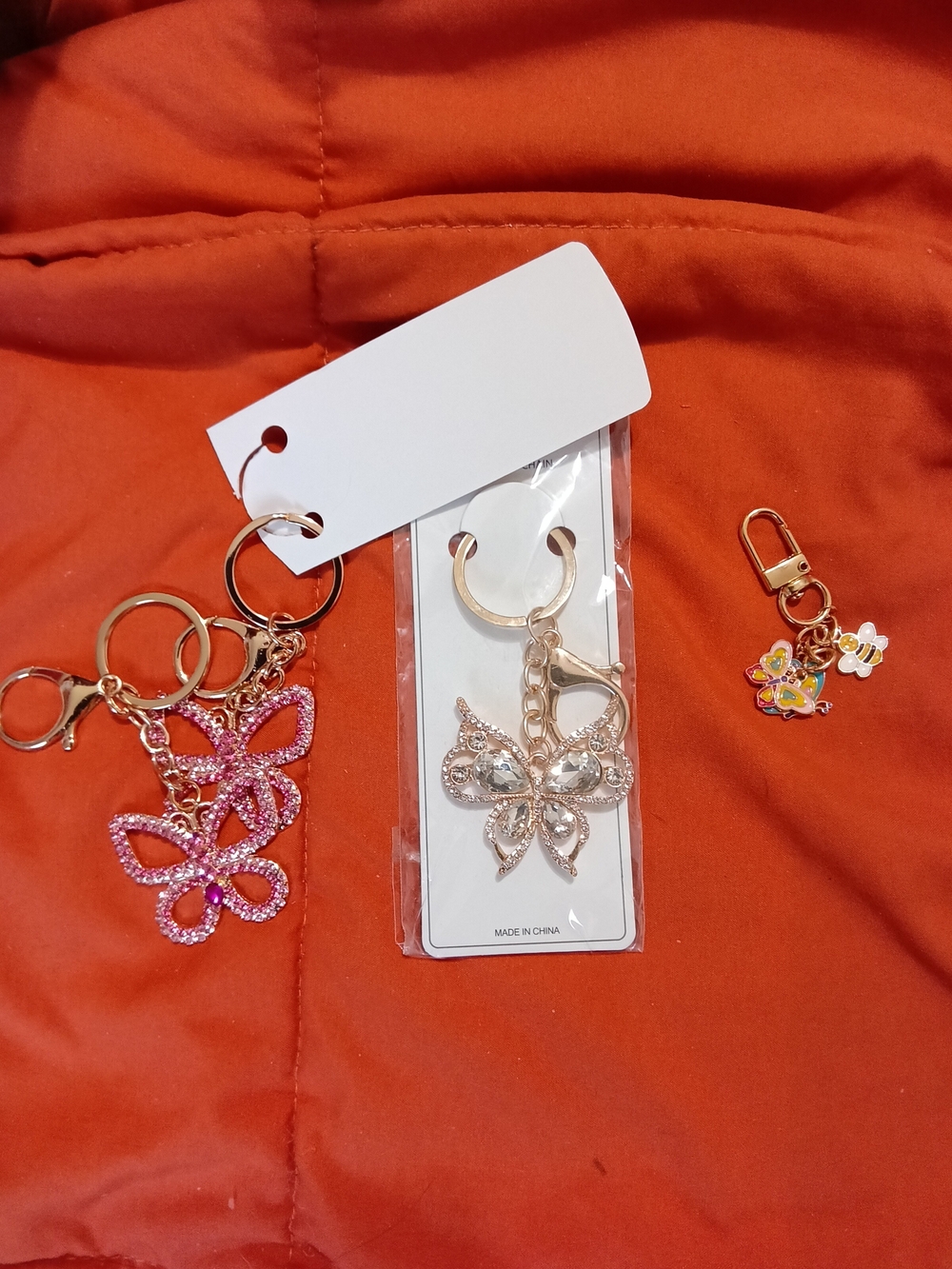 Gold Tone Butterfly Keychains CHOOSE ONE